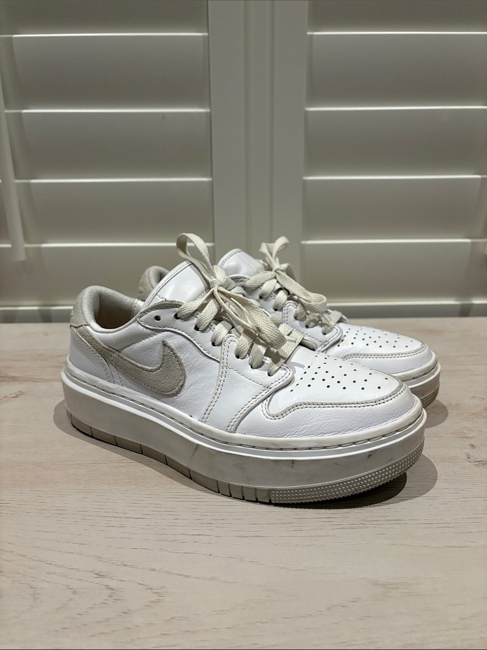 Nike Women’s Platform Air Jordans White and Grey